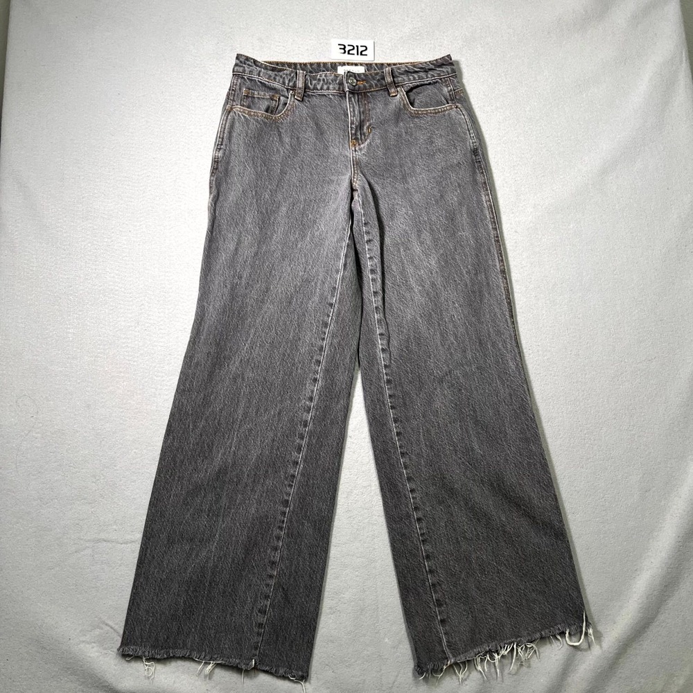 PacSun Baggy Jeans Womens 30x30 Gray Denim Pockets Light Wash Raw Hem Wide Leg